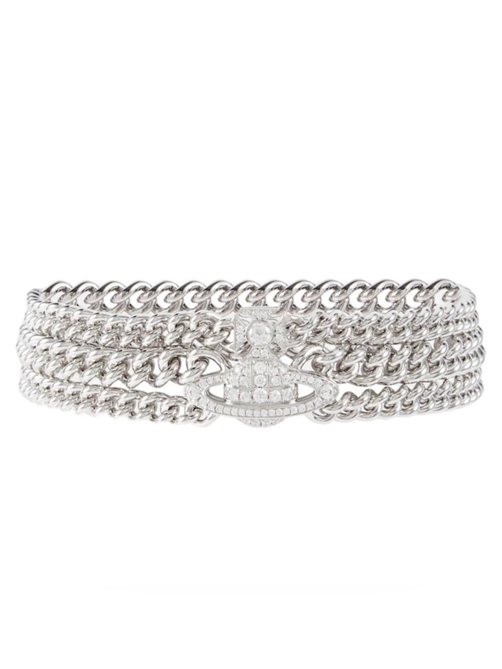 Vivienne Westwood Graziela Orb Multi Chain Choker Necklace Silver Tone Crystal - Picture 6 of 9